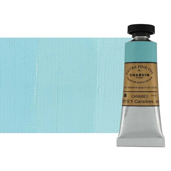 Charvin Extra Fine Oil Paint, Caribbean Blue 20 ml - Triple-Milled, Rich Texture, Poppy Oil-Based, Light-Fast, Handmade, Archival Quality