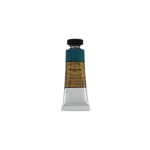 Charvin Extra Fine Oil Paint, Turquoise Deep Blue 20 ml - Triple-Milled, Rich Texture, Poppy Oil-Based, Light-Fast, Handmade, Archival Quality