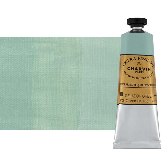 Charvin Extra Fine Oil Paint, Celadon Green 60 mL - Triple-Milled, Rich Texture, Poppy Oil-Based, Light-Fast, Handmade, Archival Quality