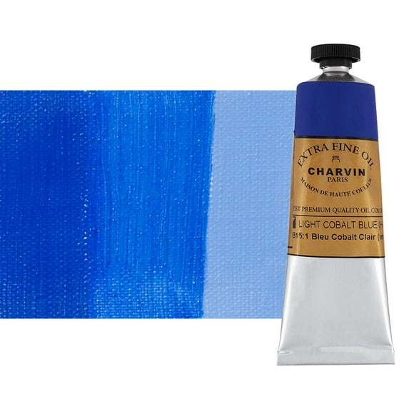Charvin Extra Fine Oil Paint, Cobalt Blue Light Hue 60 ml - Triple-Milled, Rich Texture, Poppy Oil-Based, Light-Fast, Handmade, Archival Quality