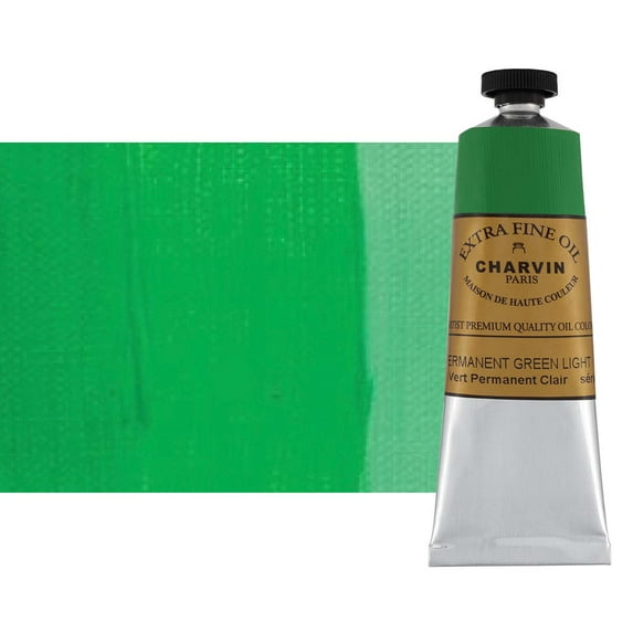 Charvin Extra Fine Oil Paint, Permanent Green Light 60 mL - Triple-Milled, Rich Texture, Poppy Oil-Based, Light-Fast, Handmade, Archival Quality