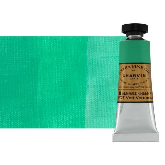 Charvin Extra Fine Oil Paint, Emerald Green 20 ml - Triple-Milled, Rich Texture, Poppy Oil-Based, Light-Fast, Handmade, Archival Quality