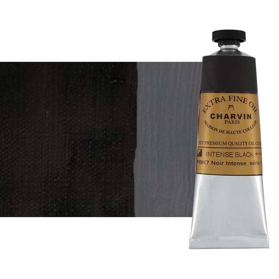 Charvin Extra Fine Artist Oil Painting Colors, Single 20 Milliliter Paint Tube 60 ml Intense Black