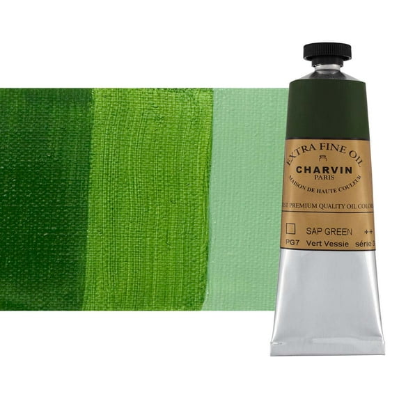 Charvin Extra Fine Oil Paint, Sap Green 60 ml - Triple-Milled, Rich Texture, Poppy Oil-Based, Light-Fast, Handmade, Archival Quality