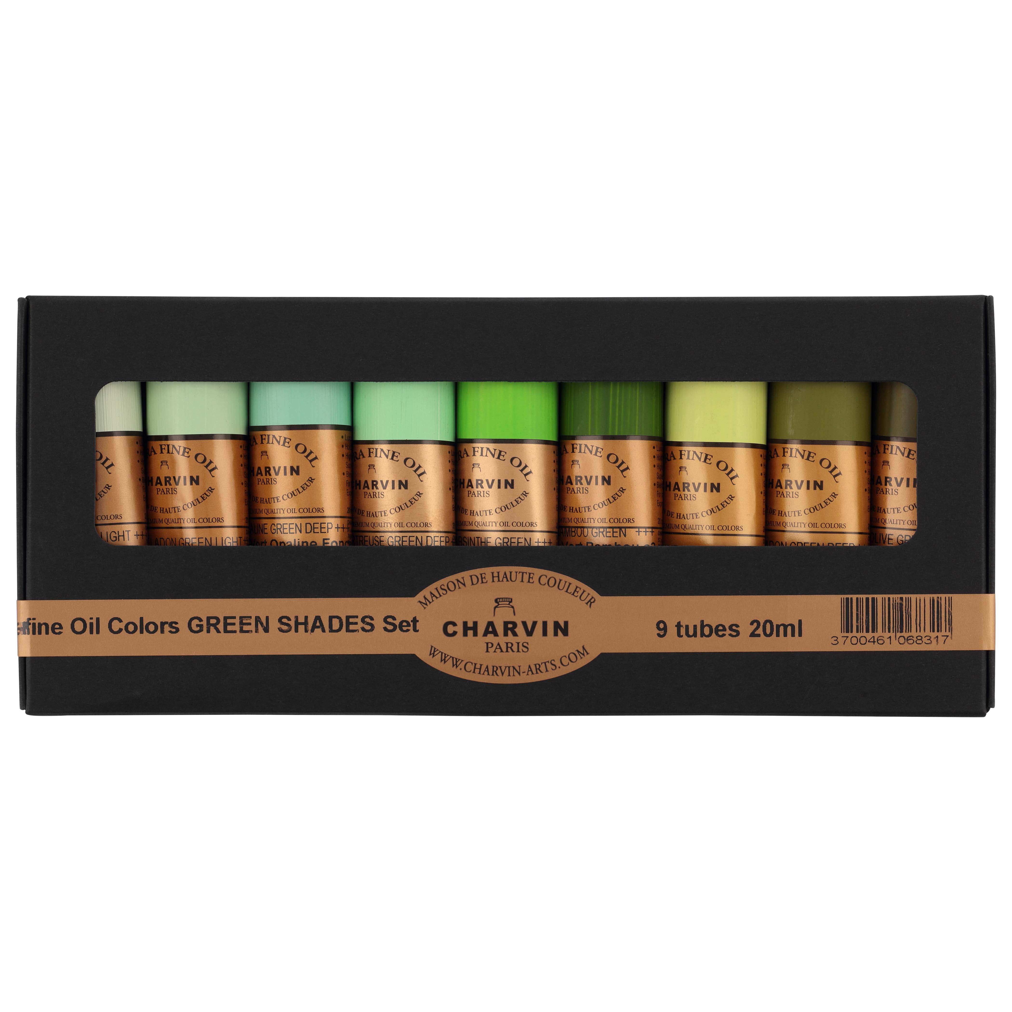 Charvin Extra Fine Green Shades Oil Paint Set, 20ml Tubes