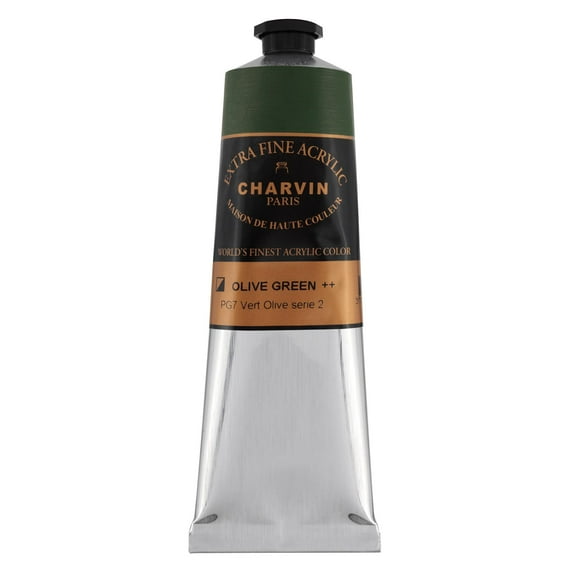 Charvin Extra Fine Professional Artist Acrylic Paint Colors, Nature Themed Hues, 150ml Olive Green