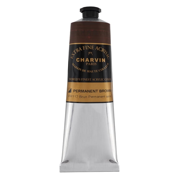 Charvin Extra Fine Professional Artist Acrylic Paint Colors, Nature Themed Hues, 150ml Permanent Brown