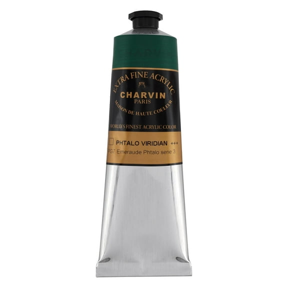 Charvin Extra Fine Professional Artist Acrylic Paint Colors, Nature Themed Hues, 150ml Phthalo Viridian
