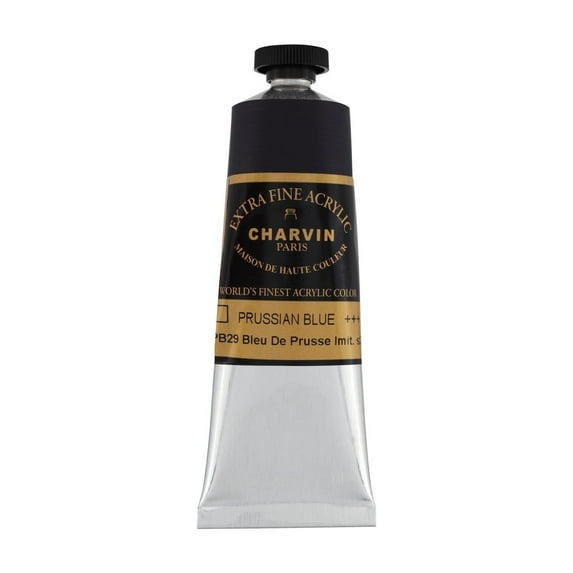 Charvin Extra Fine Professional Artist Acrylic Paint Colors, Nature Themed Hues, 60ml Prussian Blue