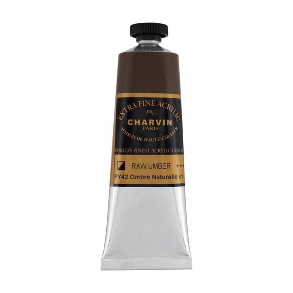 Charvin Extra Fine Professional Artist Acrylic Paint Colors, Nature Themed Hues, 60ml Raw Umber