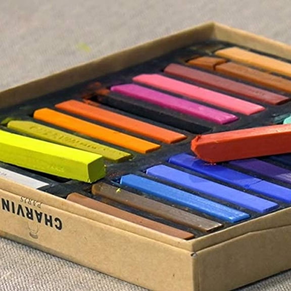 Charvin Water-Soluble Semi Hard Pastels Painting Sticks, Highly Pigmented Square Pastel Stick (2 5/16" x 5/16") - Set of 48 Assorted Colors