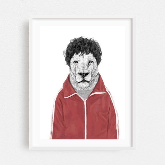 Chas - Illustration Surrealism Animal Humor Modern Art Pop Art Fashion White Framed Wall Art Print 9 x 12 inches