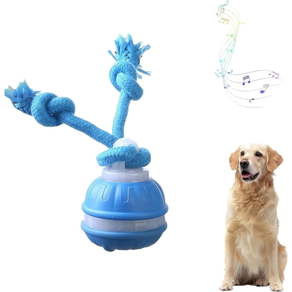 Interactive Dog Toys with Speedy Rolling Action & Wagging Rope, Wear-Resistant Interactive Waggle Ball Dog Toy, USB Rechargeable for Play