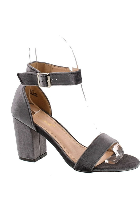 Carly-2 Women's Velvet Stacked Chunky Heel Strappy Platform Sandal