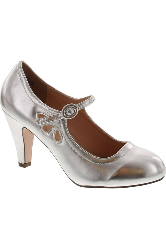 KIMMY-21 Womens Round Toe Mid Heel Mary Jane Pumps-Shoes Pumps
