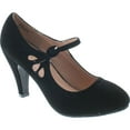 thumbnail image 1 of Chase & Chloe Kimmy-21 Women's Round Toe Pierced Mid Heel Mary Jane Style Dress Pumps, Black Nubuck, 9, 1 of 2