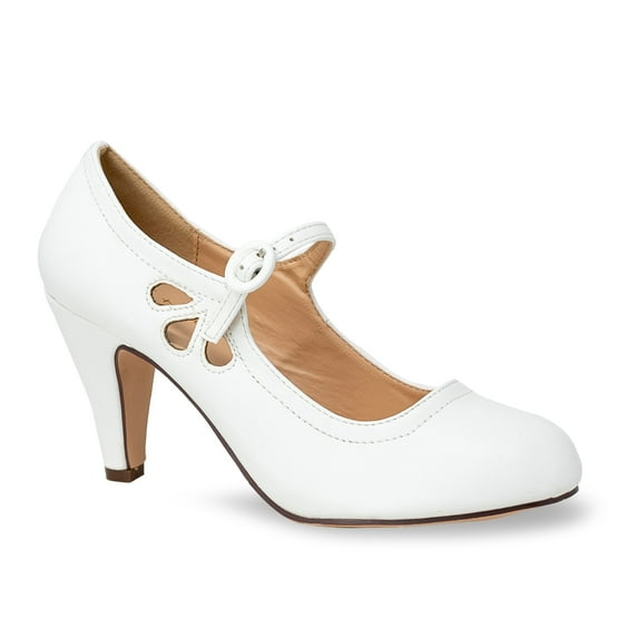 Chase & Chloe Mary Jane Shoes Women Oxford Pumps - Cute Low Kitten High Heels - Retro Vintage Shoes for Women 1950s Mary Janes Round Toe Shoe with Ankle Strap - Women Dress Shoes