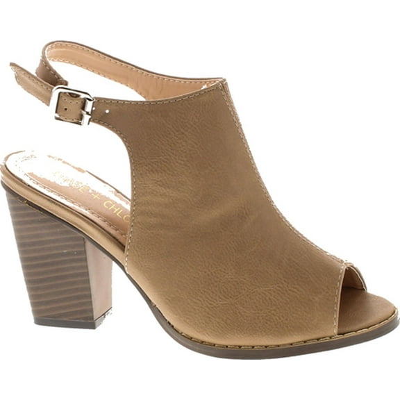 Chase & Chloe Willy-5 Women's Slingback Buckled Open Heel Chunky Ankle Booties
