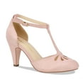 thumbnail image 1 of Chase & Chloe Women's Pepper Mary Janes - Vintage Cutout Low Kitten Heels Retro T Strap Pumps, 1 of 5