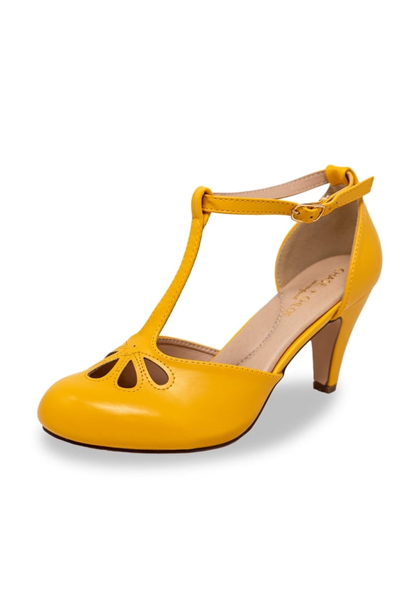 Women's Pepper Mary Janes - Vintage Cutout Low Kitten Heels Retro T Strap Pumps