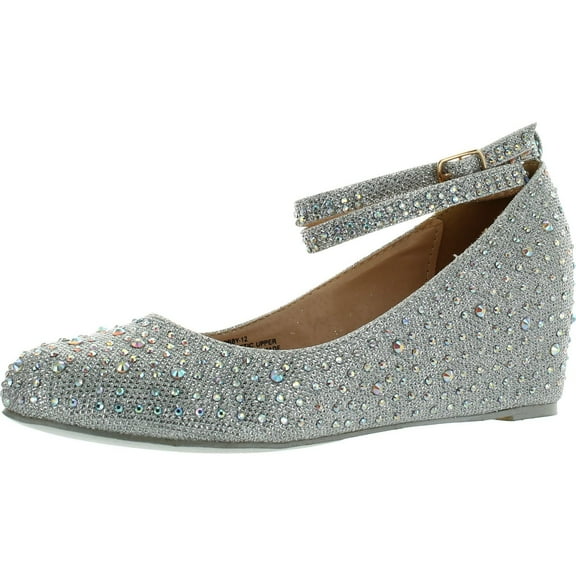 Chase & Chloe Womens 36-BOBBY12 Round Toe Med Low Heel Wedge Pump