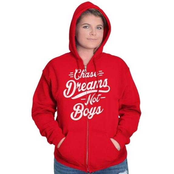 Chase Dreams Not Boys Inspiration Womens Plus Size Graphic Zipper Hoodie Brisco Brands 3X