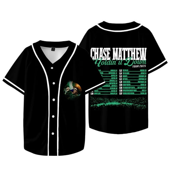 Chase Matthew Holdin' It Down Tour 2025 Baseball Jacket Unisex Fashion V-Neck Short-Sleeved T-Shirt