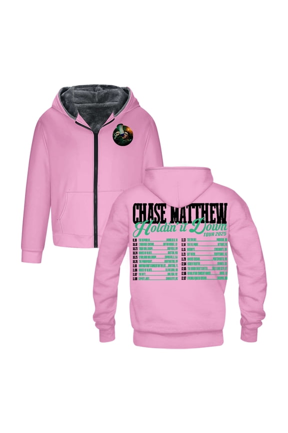 Chase Matthew Holdin' It Down Tour 2025 Zipper Hoodie Long Sleeve Jacket Parkas Women Men Winter Coat