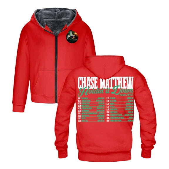 Chase Matthew Holdin' It Down Tour 2025 Zipper Hoodie Long Sleeve Jacket Parkas Women Men Winter Coat