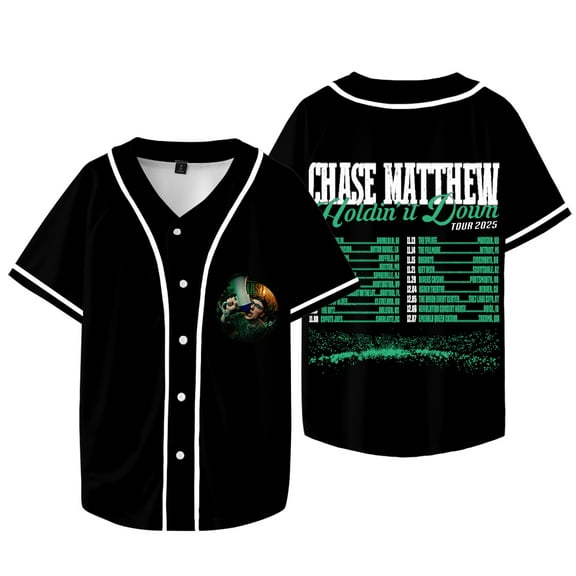 Chase Matthew Holdin' It Down Tour Baseball Jacket Tee Women Men V-neck Short Sleeve T-shirts