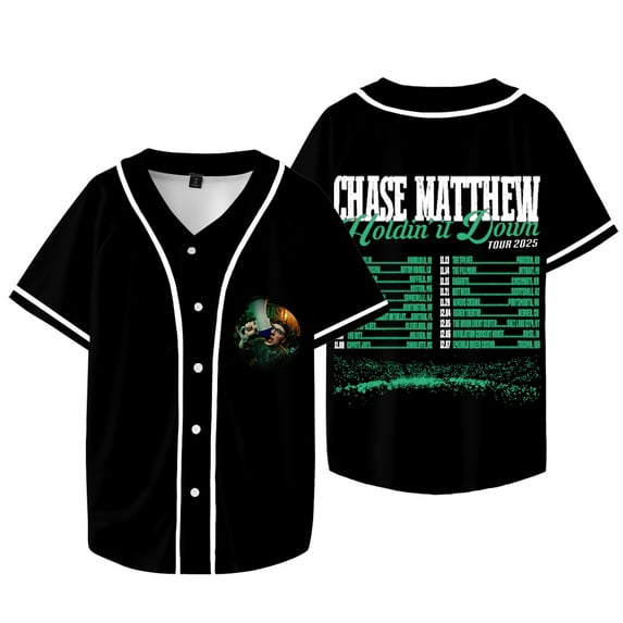 Chase Matthew Holdin' It Down Tour Baseball Jacket Tee Women Men V-neck Short Sleeve T-shirts