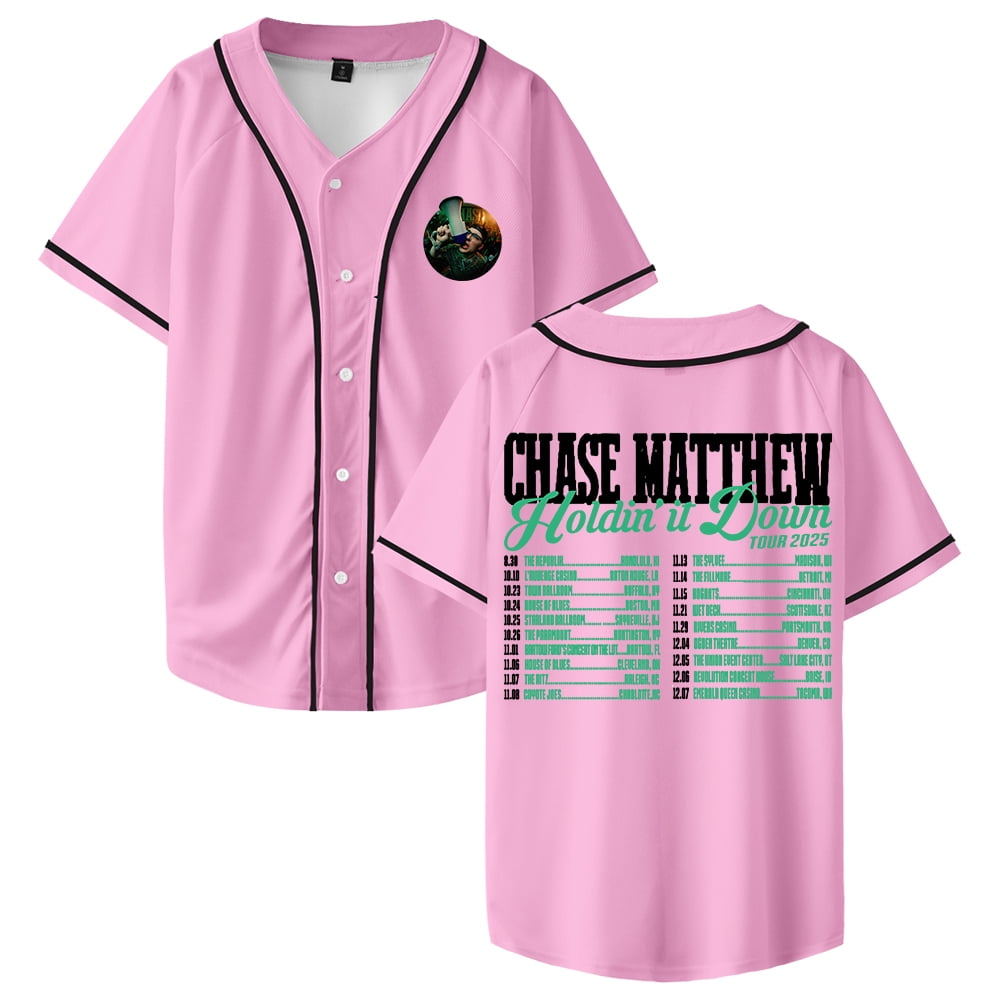 Chase Matthew Holdin' It Down Tour Baseball Jersey Short Sleeve Button ...
