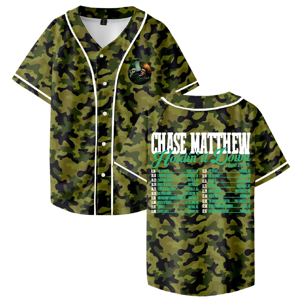 Chase Matthew Holdin' It Down Tour Baseball Jersey Short Sleeve Button ...