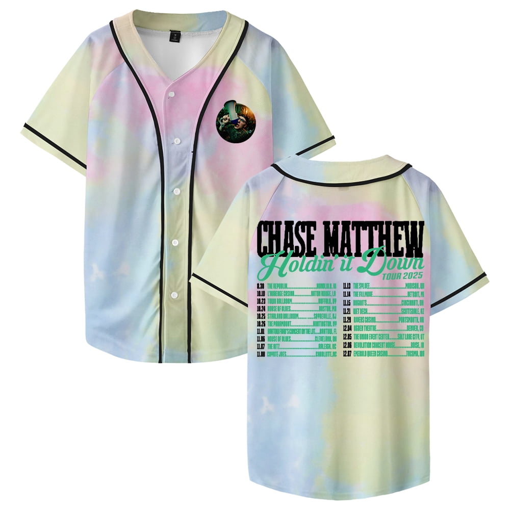 Chase Matthew Holdin' It Down Tour Baseball Jersey Short Sleeve Button ...