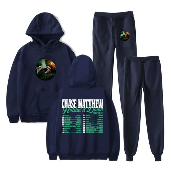 Chase Matthew Holdin' It Down Tour Hoodie Jogger Pants Two Piece Set Sweatshirts Sweatpants Women Men's Set
