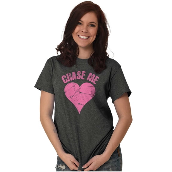 Chase Me Funny Valentines Day Joke Women's Plus Size Graphic Tee Brisco Brands 2X