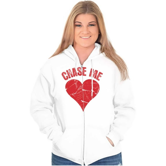 Chase Me Funny Valentines Day Joke Zip Hoodie Sweatshirt Women Brisco Brands M