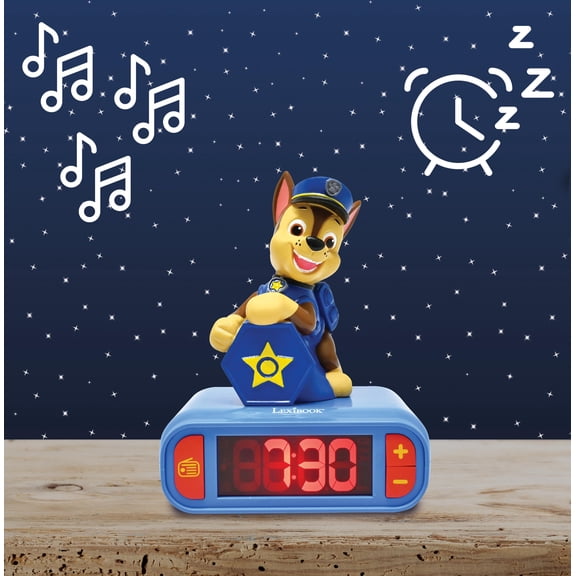 Lexibook, Paw Patrol, Sound and Melody Night Light Alarm Clock, Backlit LCD Screen, Illuminated, Snooze, RL800PA2