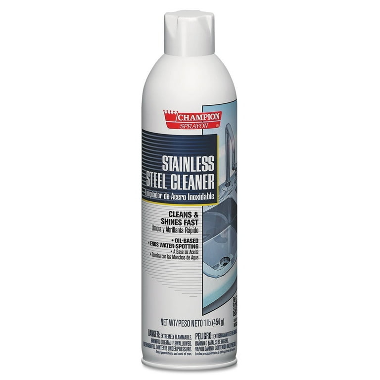 Champion Sprayon Stainless Steel Cleaner, 16 oz Aerosol Spray, 12/Carton Champion Sprayon Stainless Steel Cleaner, 16 oz Aerosol Spray, 12/Carton