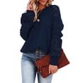 thumbnail image 1 of Chase Secret Knit Sweaters for Women Casual Long Sleeve Crew Neck Crochet Pullover Sweater Loose Lightweight Jumper Tops, 1 of 6