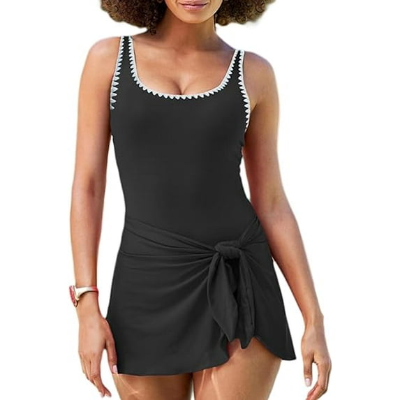 Chase Secret One Piece Swimsuits for Women Modest Tummy Control Swimdress Vintage Bathing Suits Skirt Swimwear