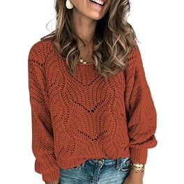 Women s Solid Color Sweaters Long Sleeve Cowl Neck Pullover Oversized Loose Knit Sweater Jumper Tops Walmart