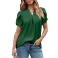 thumbnail image 1 of Chase Secret Blouses for Women Dressy Casual Summer V Neck Short Petal Sleeve Chiffon Shirt Tops, 1 of 9