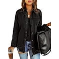 thumbnail image 1 of Chase Secret Women Denim Jacket Casual Long Boyfriend Distresse Jean Jacket Petite - Size L, 1 of 8