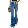 thumbnail image 1 of Chase Secret Jeans for Women High Waist Stretch Button Fly Bell Bottoms Jeans Flare Denim Pants Size 18, 1 of 4