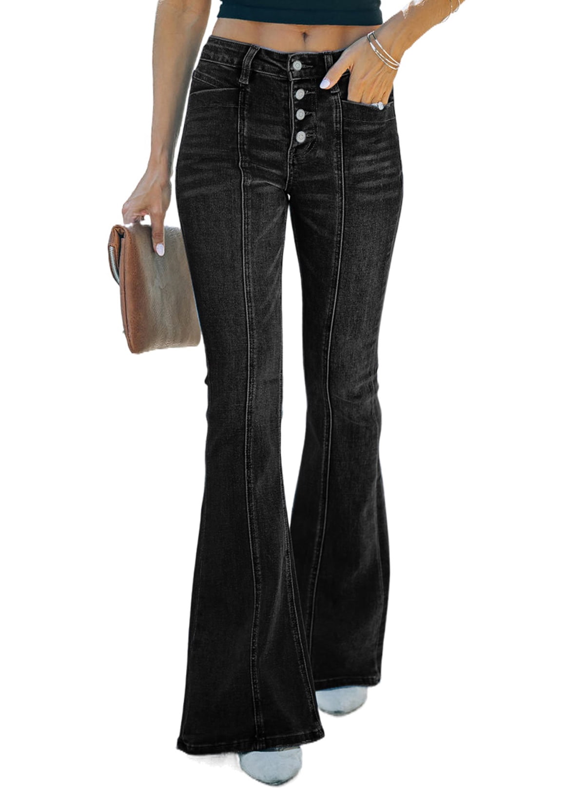 Chase Secret Women's High Waist Stretch Button Fly Bell Bottom