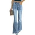 thumbnail image 1 of Chase Secret Blue Jeans for Women High Waist Stretch Button Fly Bell Bottoms Jeans Flare Denim Pants Size 4, 1 of 5