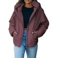 thumbnail image 1 of SHEWIN Womens Puffer Jacket Winter Warm Drawstring Hooded Cropped Coat with Pockets Plus Size Petite, 1 of 6