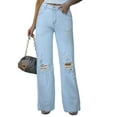 thumbnail image 1 of Chase Secret Women's Ripped Jeans High Waisted Wide Leg Jeans Destroyed Flare Jeans, 1 of 6