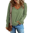 thumbnail image 1 of Chase Secret Womens Blouse Casual Long Sleeve V Neck Tops Basic Cotton Lightweight Shirts, 1 of 6